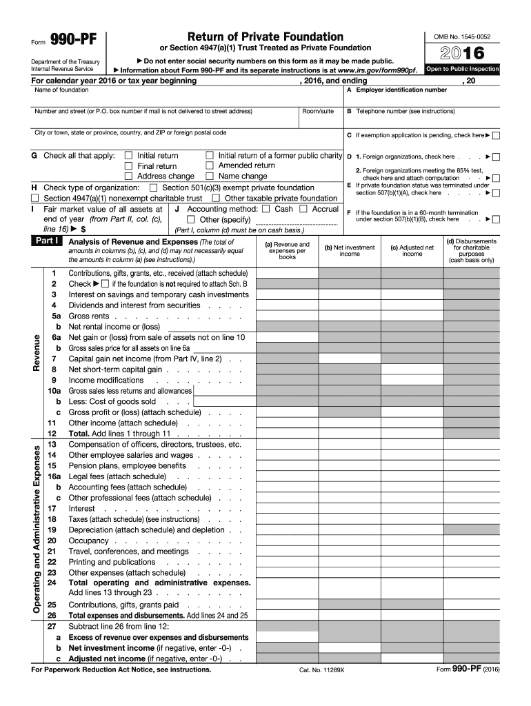  990 Pf Form 2016