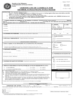 Get and Sign Philippines Candidacy Form 