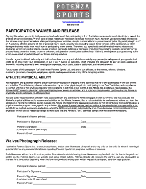 PARTICIPATION WAIVER and RELEASE 2  Form
