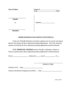 Order Dismissing Proceeding Supplemental in Gov  Form