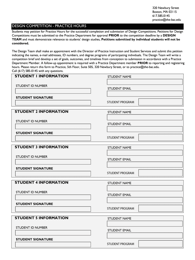 Bac Competition  Form