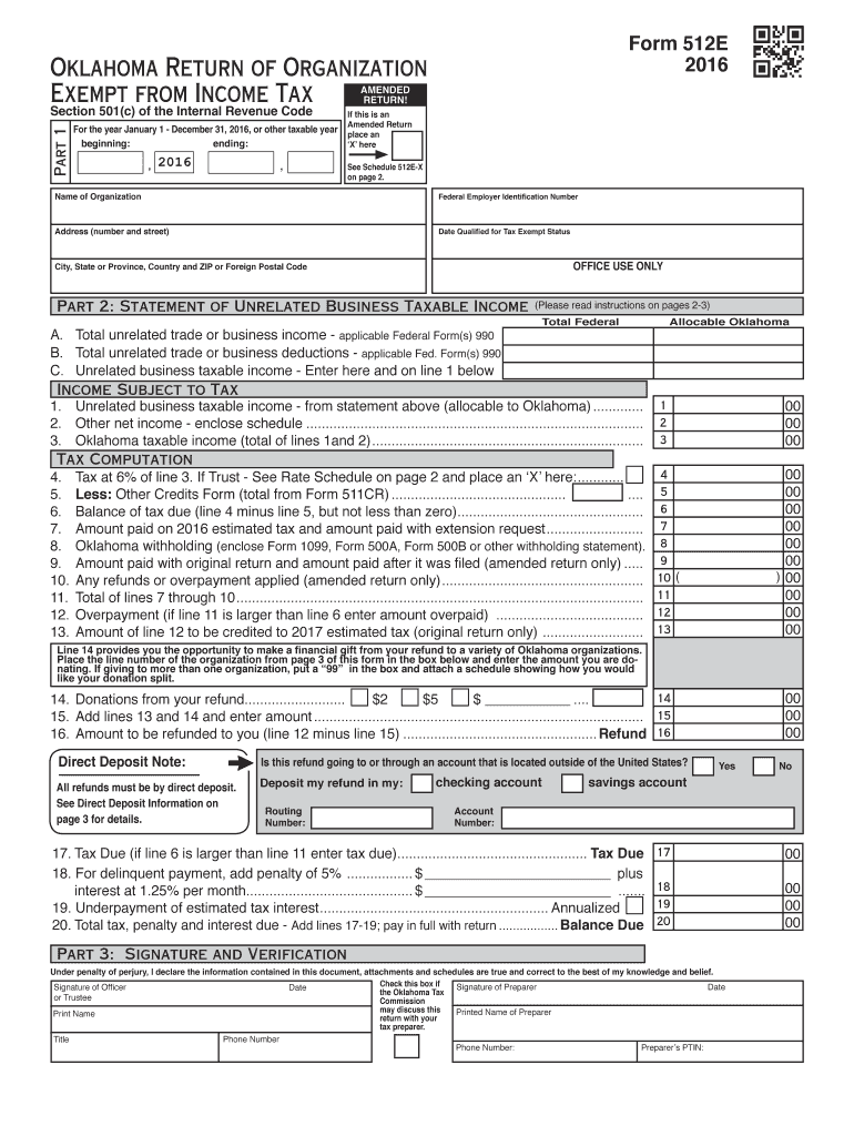  Oklahoma Form 512e 2016