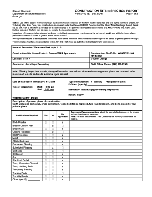 Construction Site Inspection Report  Form