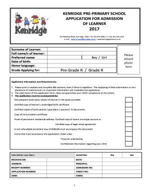  Primary School Application 2017