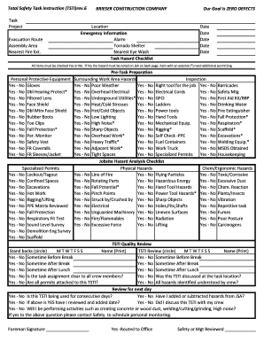 Total Safety Task Instruction  Form