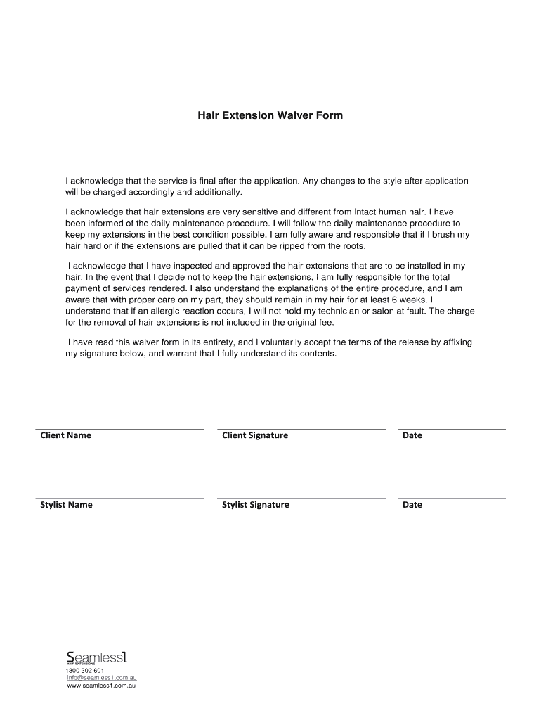 Hair Extension Waiver Form