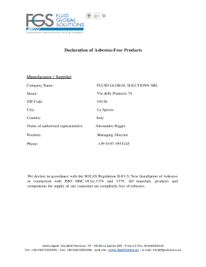 Asbestos Declaration Letter Sample  Form