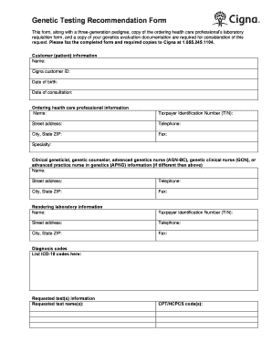  Genetic Testing Recommendation Form 2016