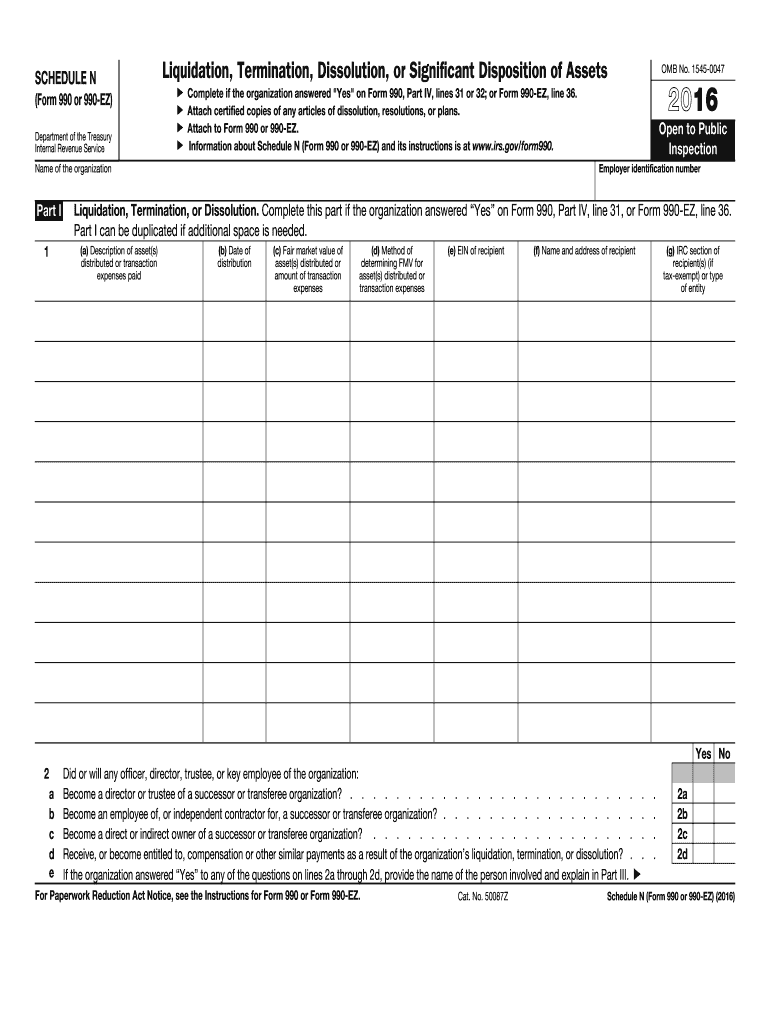 2016 Schedule N (990 form)