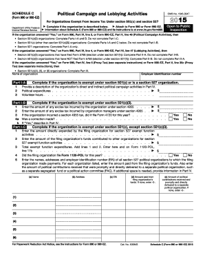 Form 990 or 990 EZ Schedule C Irs