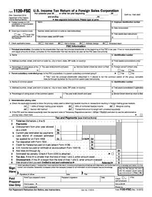  Form 1120 FSC Rev December IRS Gov Irs 2010