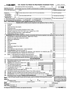 Get and Sign Form 1120 REIT IRS Gov Irs 2015