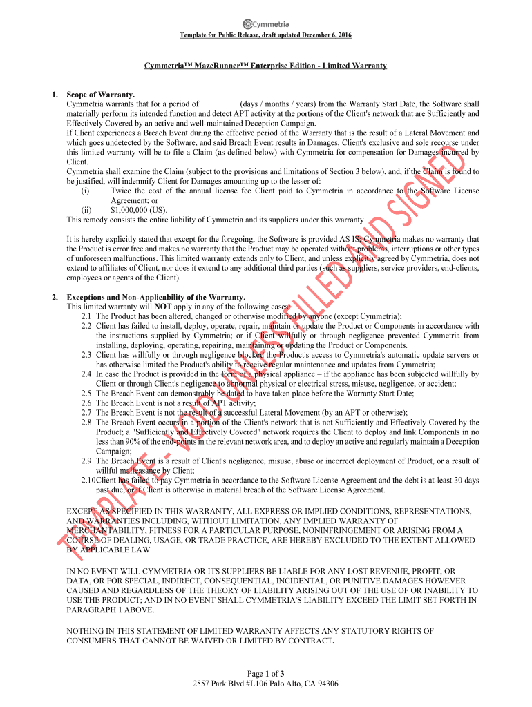 MazeRunner Warranty  for Public Release  December 6  Form
