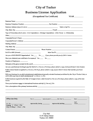 Tucker Business License  Form