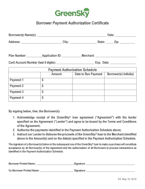  Borrower Payment Authorization Certificate 2016-2023