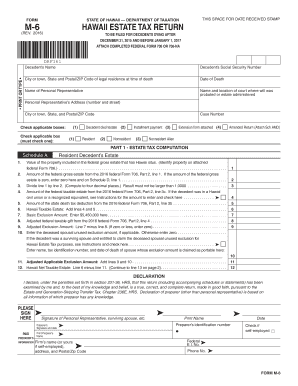  Instructions for Form M 6 Hawaii Estate Tax Return Rev    Hawaii Gov 2016