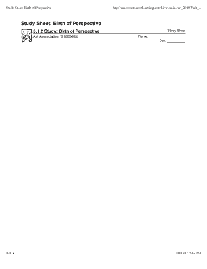 Study Sheet Birth of Perspective  Form