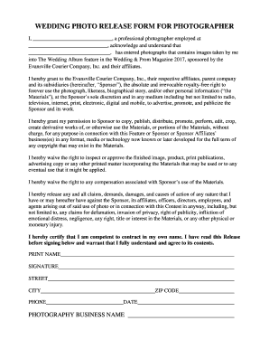 Wedding Photography Release Form