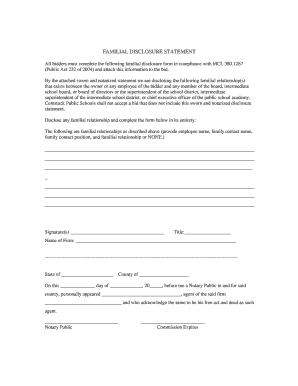 All Bidders Must Complete the Following Familial Disclosure Form in Compliance with MCL 380 Comstockps