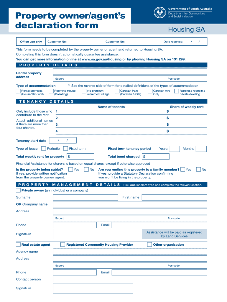  Owner Declaration Form 2016
