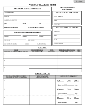 VEHICLE TRACKING FORM DOC