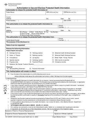Intermountain Healthcare Release of Information Form