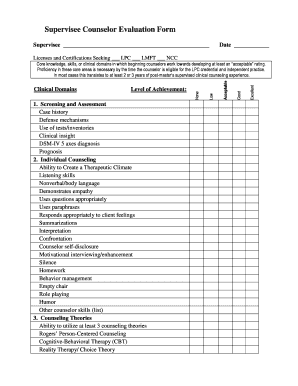 Counselor Evaluation Form