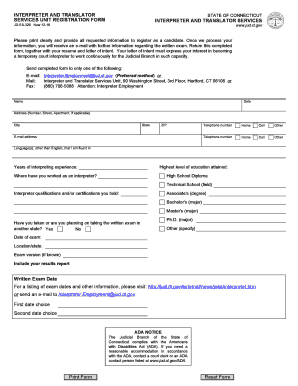 Connecticut Interpreter Registration Form