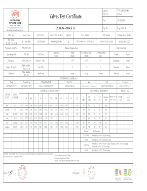 Valves Test Certificate  Form