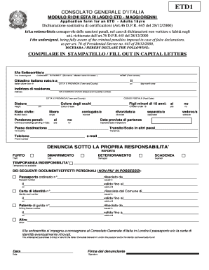 Mod ETD1 Maggiorenni DOC Conslondra Esteri  Form