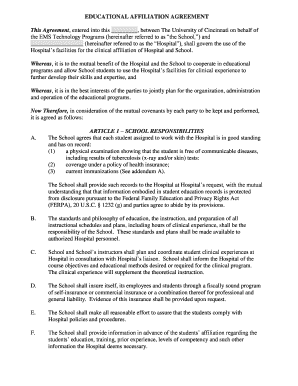 EDUCATIONAL AFFILIATION AGREEMENT Uc  Form