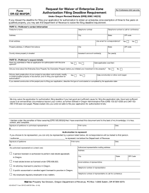 Form or EZ WAFDR, Request for Waiver of Enterprise Zone Authorization Filing Deadline Requirement, 150 303 077