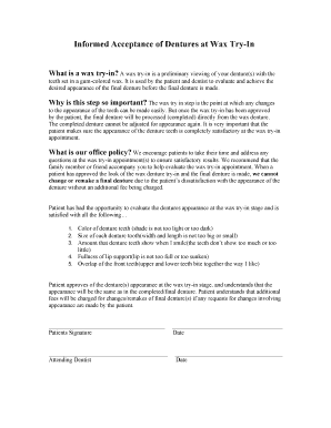 Informed Acceptance of Dentures at Wax Try in