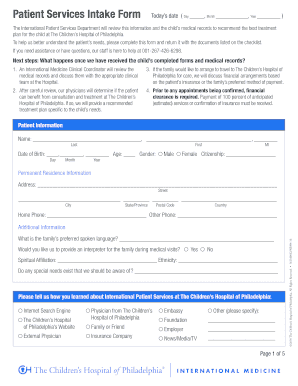 Hospital Intake Form