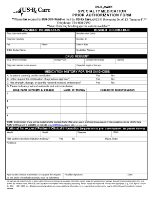 Us Rx Care Prior Authorization Form