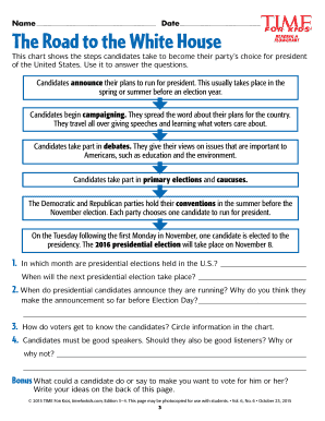 The Road to the White House for Kids  Form