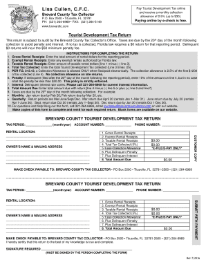  Tourist Tax Return Form Brevard Tax Collector 2016-2024