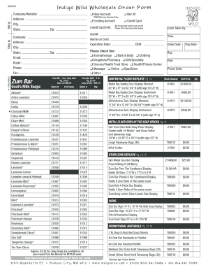 Indigo Wild Wholesale Order Form