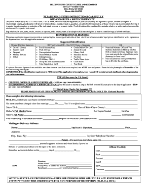 Yellowstone County Clerk and Recorder  Form