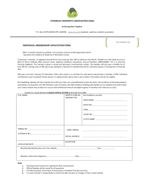 Syokimau Residents Association  Form