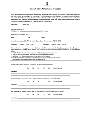 Student Intern Performance Review Template