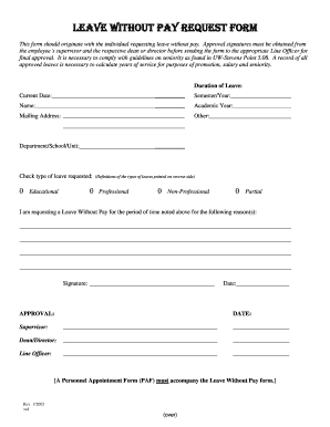 Leave Without Pay Application Form