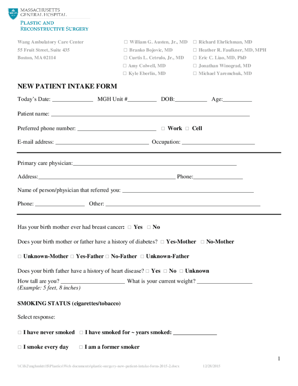 Hospital Intake Form