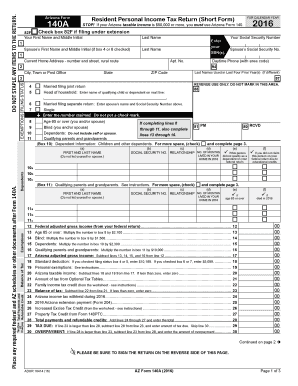 Arizona Form 140A Arizona Department of Revenue Azdor