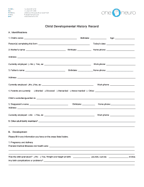 Child Development Form