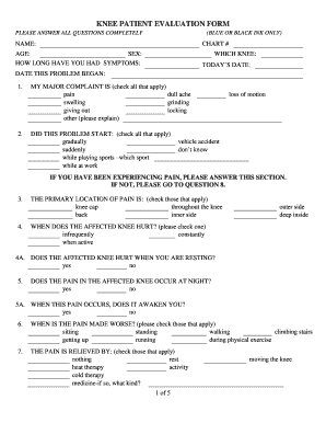 KNEE PATIENT EVALUATION FORM Memorialorthopaedic Com