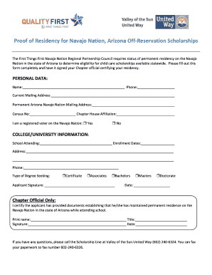 Navajo Nation Proof of Residency  Form
