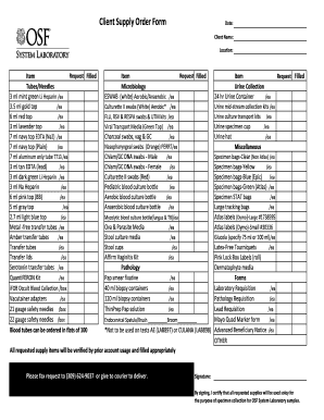 Labcorp Supply Order Form PDF