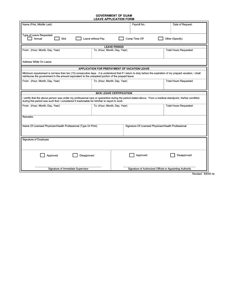  Government of Guam Leave Form 2005