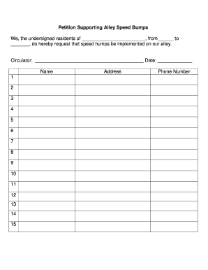 Speed Bump Petition Template  Form
